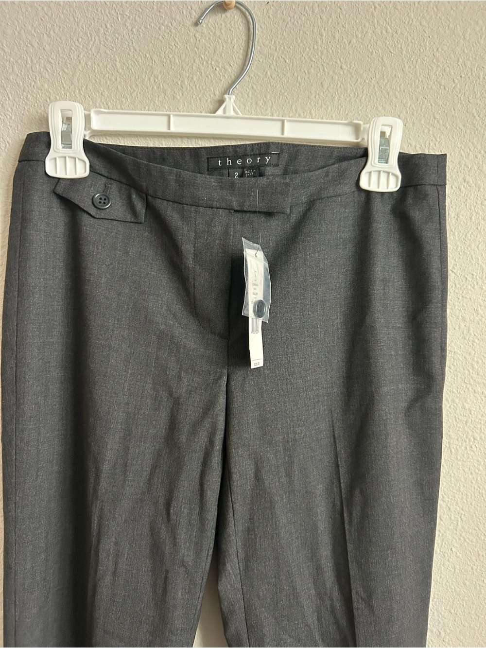 NWT 235$ Theory Dark Gray 96% Wool Wide Leg Dress Pants - Picture 5 of 13